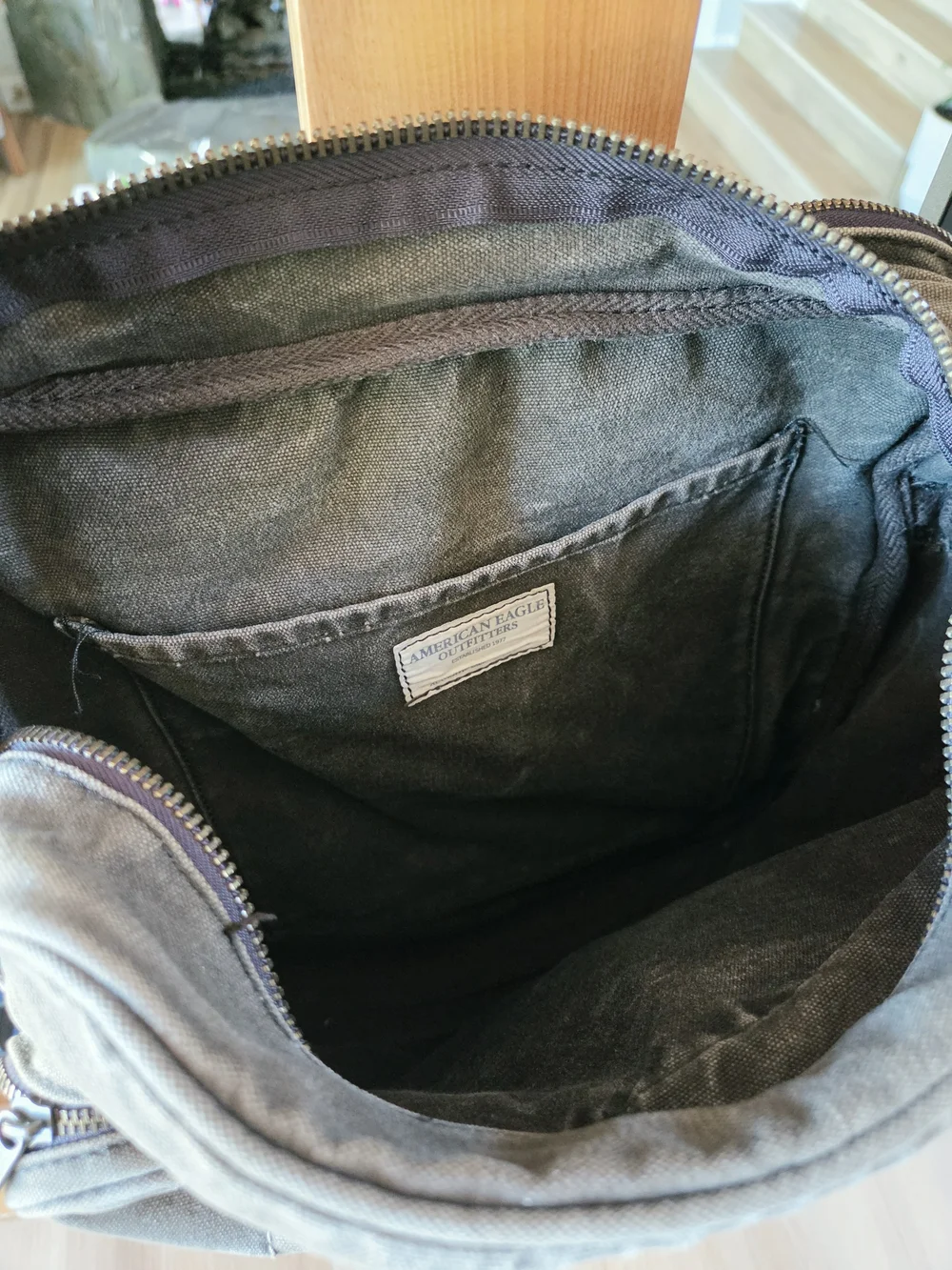 American Eagle Outfitters Olive Green Canvas Messenger Bag